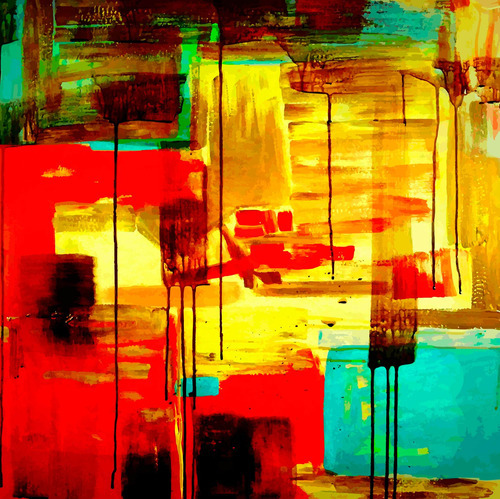 Vinilo Decorativo 45x45cm Abstracto Colores Arte Paint M4