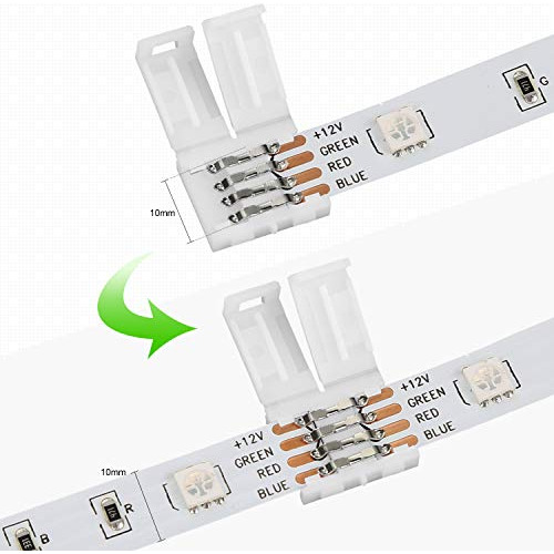 Qjb Kit Conector Tira Led 4 Pin Rgb 0.394 In 5 Forma Tus Yv