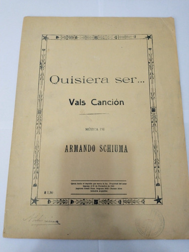 Partitura Quisiera Ser, Vals Canción