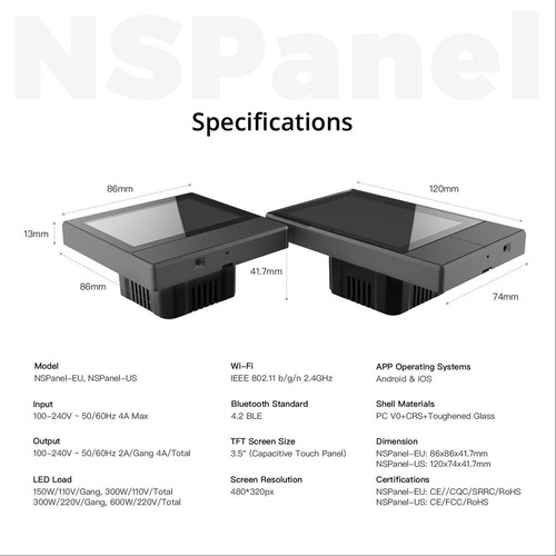 Imagen 7 de 10 de Sonoff Ns Panel Us - Pantalla De Control Hogar Inteligente