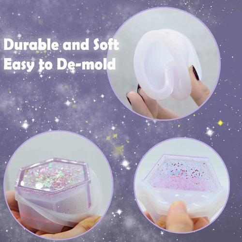 4 Piezas Molde De Silicona De Resina Para Hacer Joyero Diy