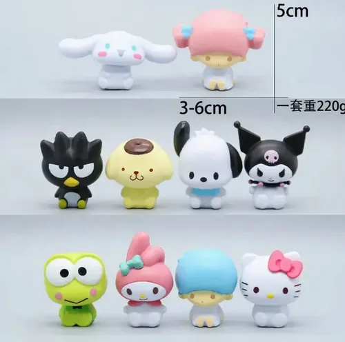 10pçs Mini Figures Sanrio Kuromi My Melody Hello Kitty 5cm