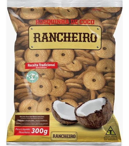 Rosquinha De Coco Rancheiro 100% Biscoito Vegano Pacote 300gr