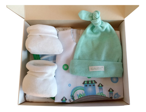 Set Regalo En Caja Decorada Ajuar Para Bebé 0-3 Meses