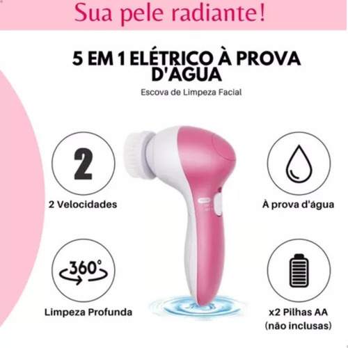 Cepillo de limpieza facial con 5 accesorios que limpia los poros y elimina la marca