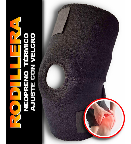 Neopreno Rodillera Abierta Deportiva - Unitalla Ajustable Color Negro Unitalla