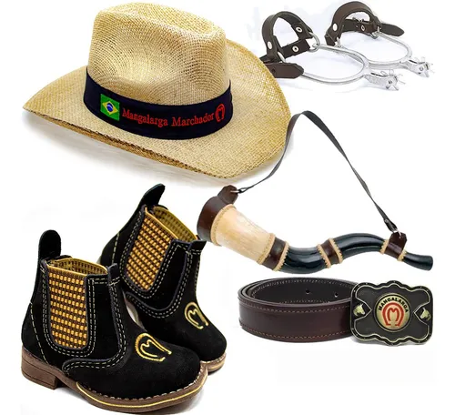 Kit Infantil Country Cowboy Bota + Berrante + Acessorios