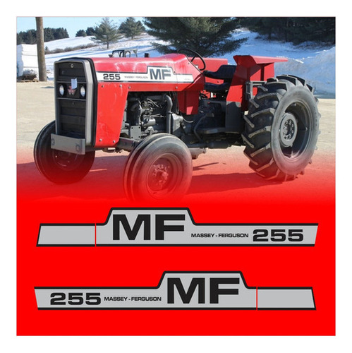 Kit Adesivos Trator Compatível Com Massey Ferguson 255 Cor PADRÃO