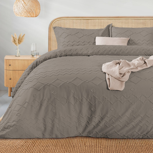 Juego de Funda Para Edredon Duvet con Textura Dreamlab, Tamaño Matrimonial, Color Arena