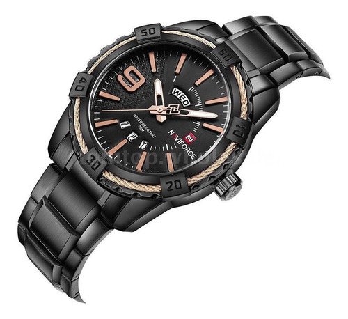 Relógio Masculino Naviforce Nf9117 Preto Calendario Duplo