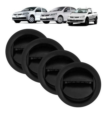 Kit 4 Difusor Saida Ar Gol Voyage G4 G5 G6 Botão E Aro Preto