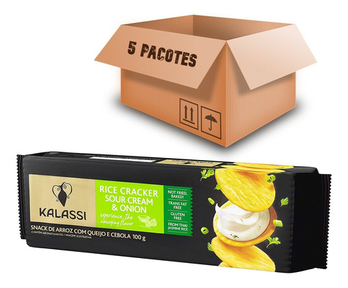 Snack Kalassi Rice Sour Cream & Onion 100g (5 Pacotes)