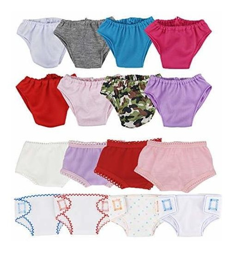 Dc-beautiful 16 Pcs Baby Doll Diapers Underwear Set Rgbw6