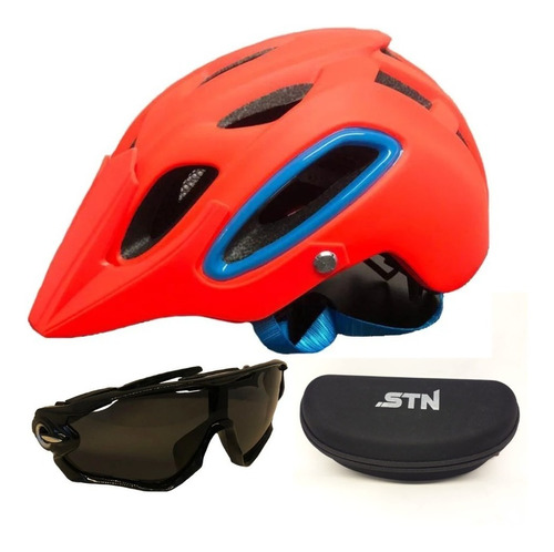 Kit Capacete Para Ciclista Enduro Float Stn + Óculos Flow