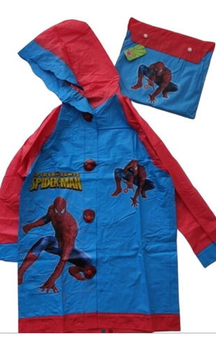 Capa Para Lluvia Spiderman Niños 7 A 10 Años ,(67cm Largo) 