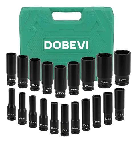 Kit Jogo De Soquete Longo De Impacto 1/2 8 A 32 Mm Dobevi Verde