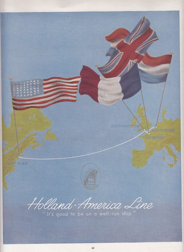 1952 Publicidad Transportes Maritimos Holland America Line