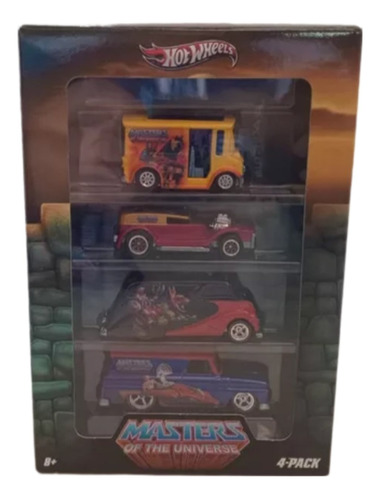 Hot Wheels Master Of The Universe Caja X4 Ruedas De Goma Met