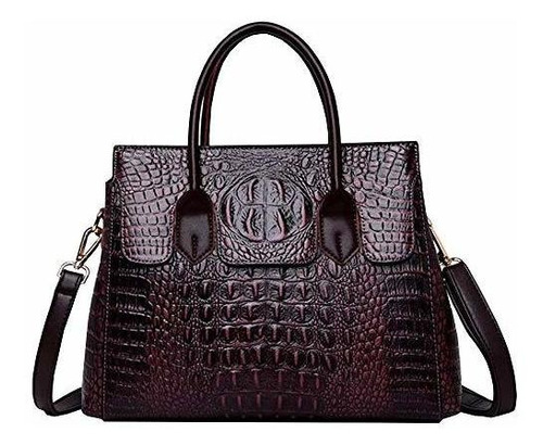 Bolso De Mano Para Mujer Con Asa Superior De Piel De Cocodri