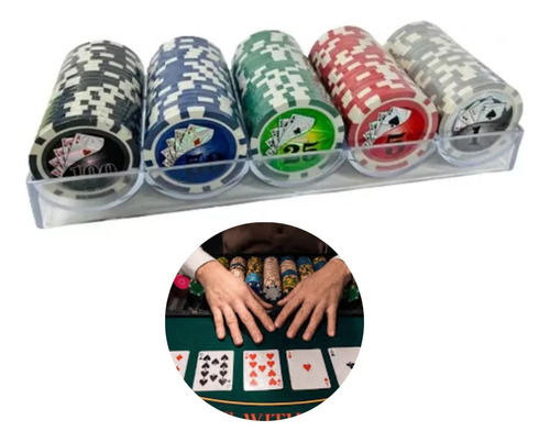 Caja Acrilico Fichas Poker Centro Metalico Juego X100u Vdp