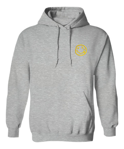 Sudadera Con Gorro Bordado Nirvana Logo Amarillo Banda Rock