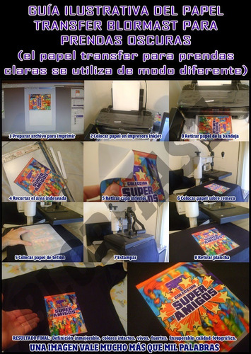 Imagen 8 de 10 de 10 A4 Papel Transfer Blormast Premium 3.0 Ropa Tela Oscura - El Mejor Del Mercado - 100% Profesional