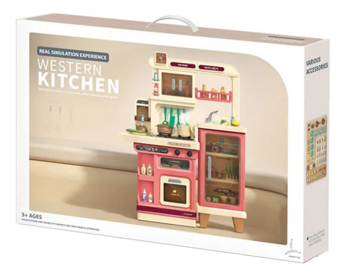 Cocinita Interactiva Cocina Con Vapor Agua Luz Sonido 103cm Color Beige
