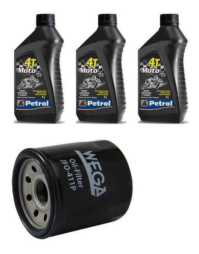 Kit Troca Oleo Petrol 20w50 Para Kawasaki Ninja Ex 500 90-96