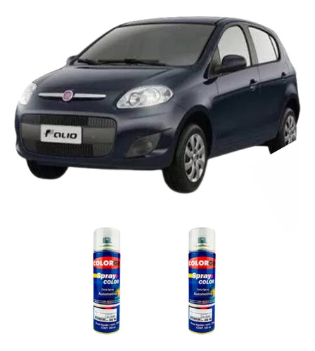 Tinta Spray Automotiva Fiat 2 Azul Buzios + 1 Verniz 300ml