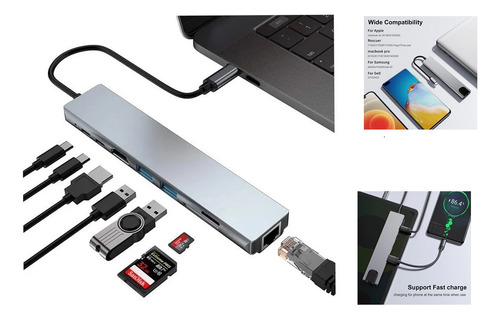 Hub Usb Tipo C 5 Portas Expandir Para iPad E Pro Macbook