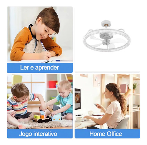 Ventilador De Teto Crystal Com Luz Led, 60w, 3 Cores 127/220