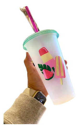 Tumbler Starbucks Cambia De Color Paletas Summer Sandía