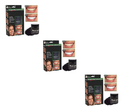 Pack X3 Blanqueador En Polvo Dental Natural Dientes Blancos 