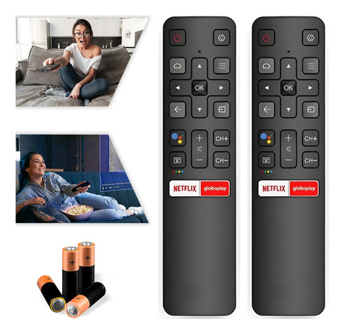 Kit 2 Controle Remoto Para Tcl Tv Smart Netflix Globoplay