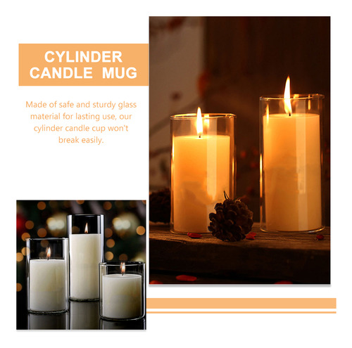 Recipiente Para Velas De Té, Tarro Recto De Vidrio, 3 Unidad