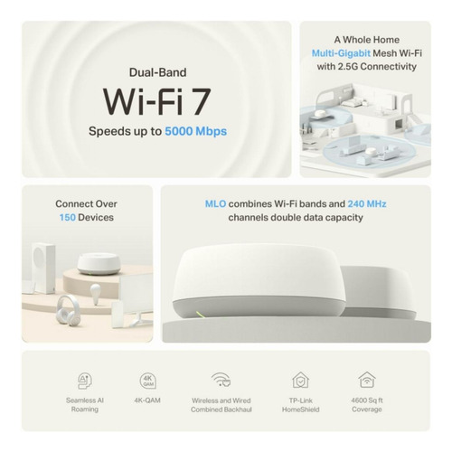Tp-link Deco Wifi 7, Mesh Be5000 Para Todo El Hogar, Hasta