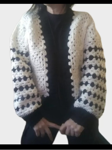 Cardigan Saquito De Lana Tejido A Mano Crochet Granny Squard