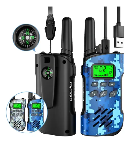Walkie Talkies Para Niños Y Adultos – 8 Canales + 99 Códigos De Privacidad | Alcance De 3 Millas | Sonido Claro Y Linterna LED | Regalo Perfecto Para Aventuras Al Aire Libre Y Juegos De Rol