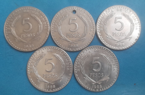 5 Monefas De 5 Pesos Xxxix Congreso Eucarístico 1968