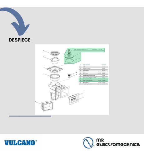Imagen 4 de 10 de Tapa Skimmer Intermedio Con Oring Y Acople Rápido Vulcano