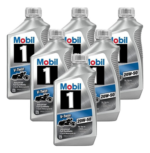 Lubricante Mobil 1 Full Sintético V Twin 20w50 - 6 Cuartos