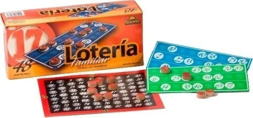 Juego Loteria Bingo  Fichas Madera +48 Cartones 
