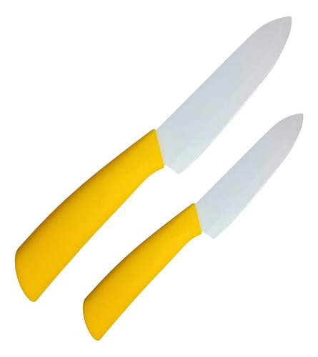 Set Cuchillos Cerámicos X 2 Mango Pvc Cuchillos Cocina