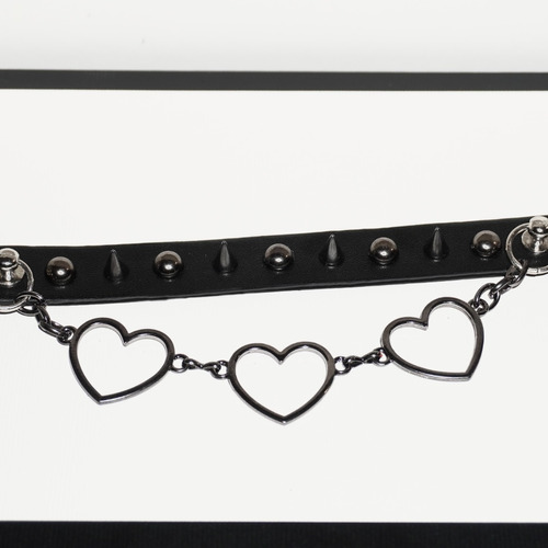 Collar Choker De Corazones Y Picos Cuero Gótico Punk Grunge