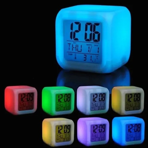 Reloj Despertador/alarma Cubo Luminoso Digital 6 Colores