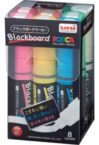 Rotulador Pizarra Uni Posca Negro Punto Negrita Juego 8