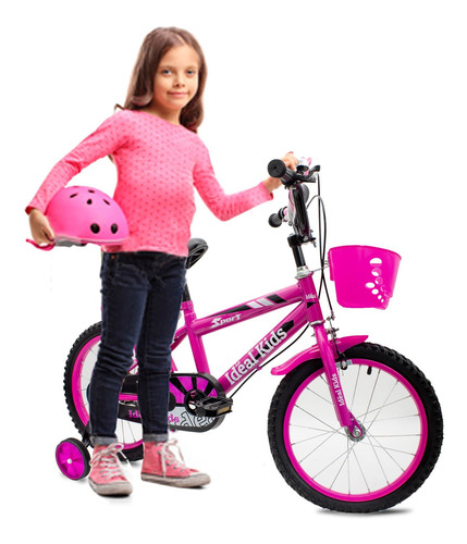 Imagen 7 de 10 de Bicicleta Rod.12 Canasto + Rueditas + Accesorios Niño Niña