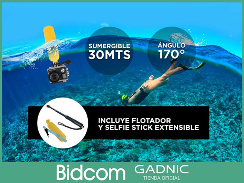 Imagen 6 de 10 de Camara Deportes Gadnic Go 4k Pro Wifi Pantalla Touch Accesor