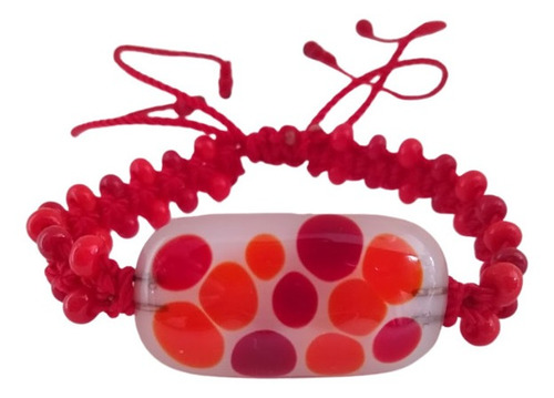 Imagen 5 de 5 de Pulsera Tejida Chaquiron Lunares Rojos