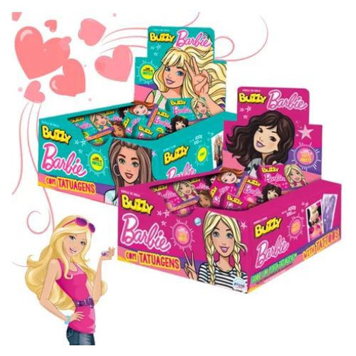 4 Cx Chiclete Barbie Tatoo Tutti Frutti E Hortelã C/ 100 Un